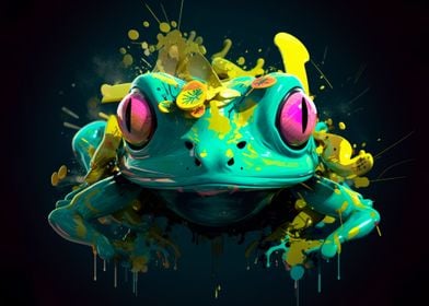 Cartoon style of fox frog