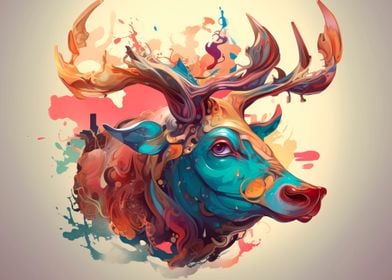 Cartoon style of elk