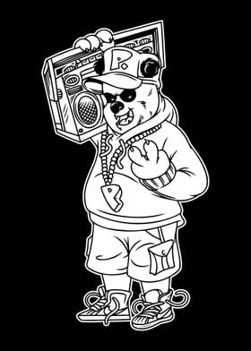 Rap Panda BnW 01