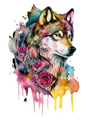 Colorful Wolf Art