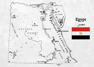 Handdrawn Egypt Map