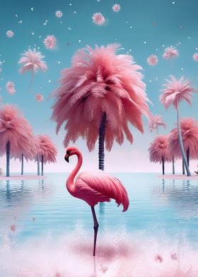 Flamingo By The Lake