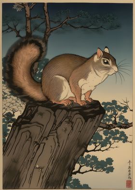 Chipmunk Ukiyo e