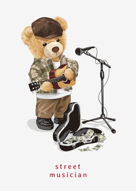 Cute bear musician