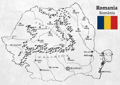 Handdrawn Romania Map