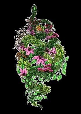 Snake Floral Illustration