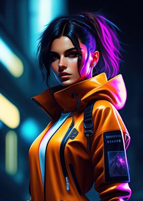 cyberpunk girl yellow