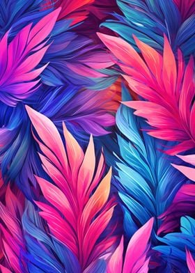 neon palm leaves