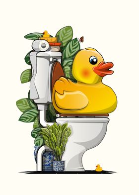 Rubber Duck on the Toilet