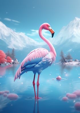 Mountan Landscape Flamingo