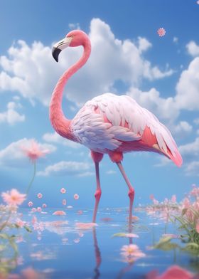 Mountan Landscape Flamingo