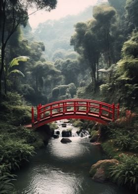Jungle with bridge