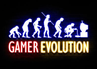 Gamer Evolution Neon Quote