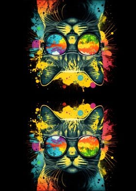 Retro Abstract Cool Cat