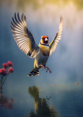 goldfinch bird flying