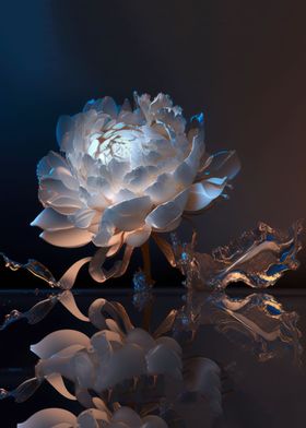 Light white peony flower
