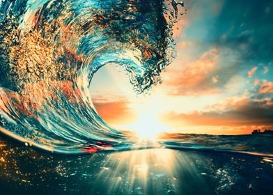 colourful wave in the sea 