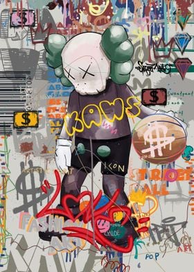 Kaws LV Canvas Print, Graffiti Wall Art