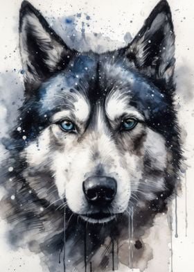 Siberian Husky Watercolor