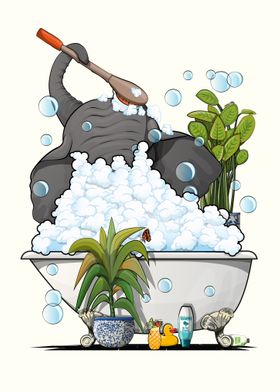Elephant in Bubble Bath