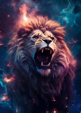 lion cosmic space colorful