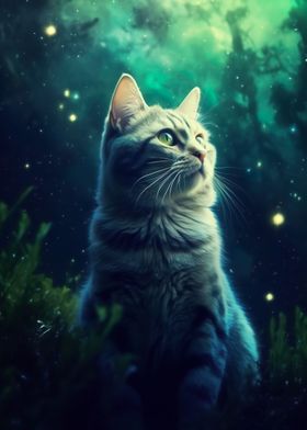 Cat Mystic Glowing Night