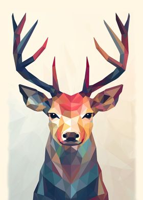 Vibrant Abstract Deer Head