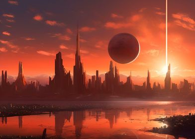 Red Planet Mars Cityscape