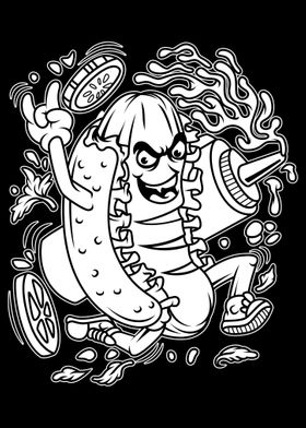 Hotdog BnW Illustration