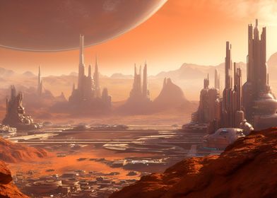 Red Planet Mars Cityscape