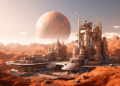 Red Planet Mars Cityscape