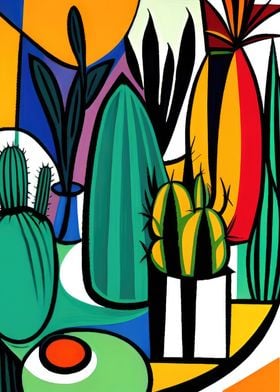 Abstract Cactus Painting