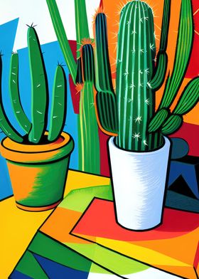 Vintage Cactus Painting