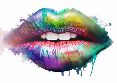 Lips watercolor art