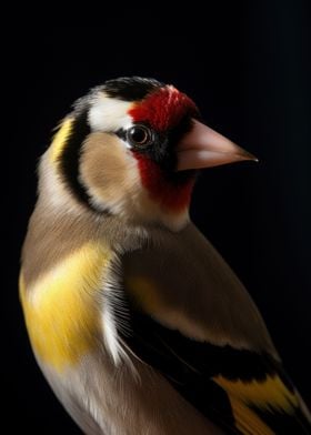 goldfinch brid in the dark