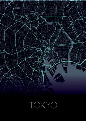 Tokyo green neon map