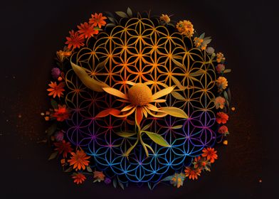 colorful flower of life