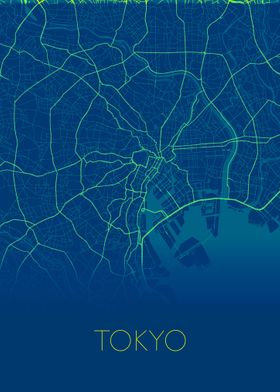 Tokyo green blue map