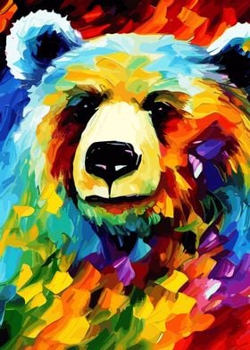 Colorful Bear Head Art
