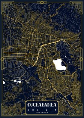 Cochabamba City Map Gold