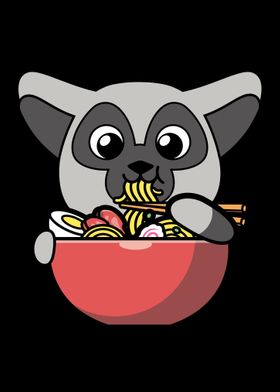 Lemur Eating Ramen