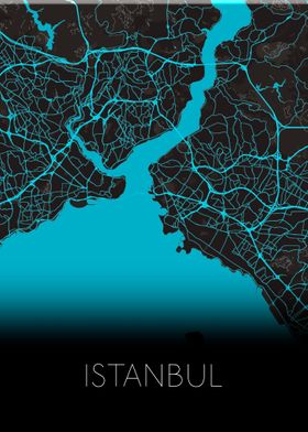 Istanbul blue neon map