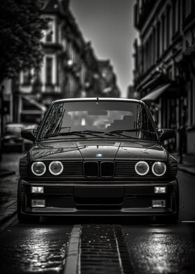 Yellow E30 M3, BMW Modified 4K Poster 