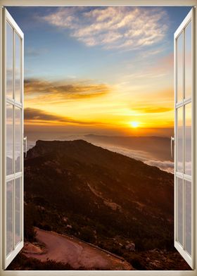 Window view mountains