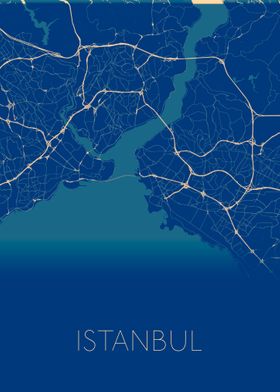 Istanbul black blue map