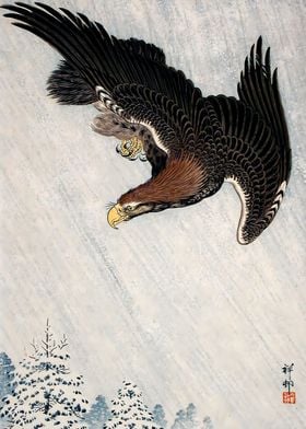 Eagle Flying in Snow 1933