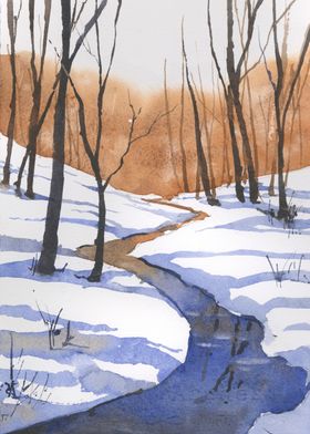 Snowy landscape painting