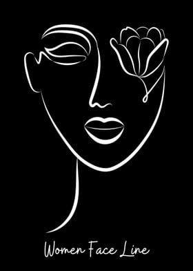 Abstract Women Face Line