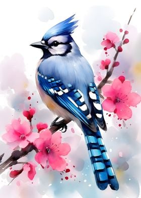 Blue Jay Cherry Blossom