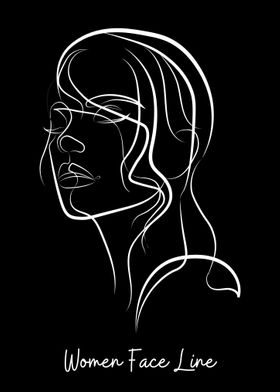 Abstract Women Face Line 